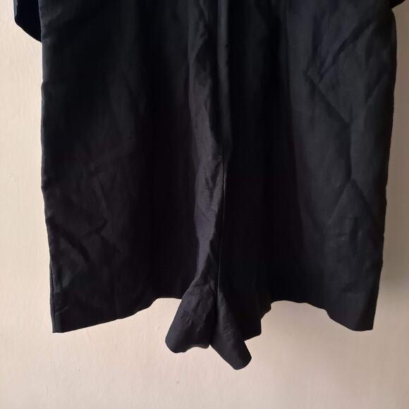 NWT Madewell Romper Linen Blend Tie Waist Sleeveless Square Neck Black Size 6 - Picture 15 of 16